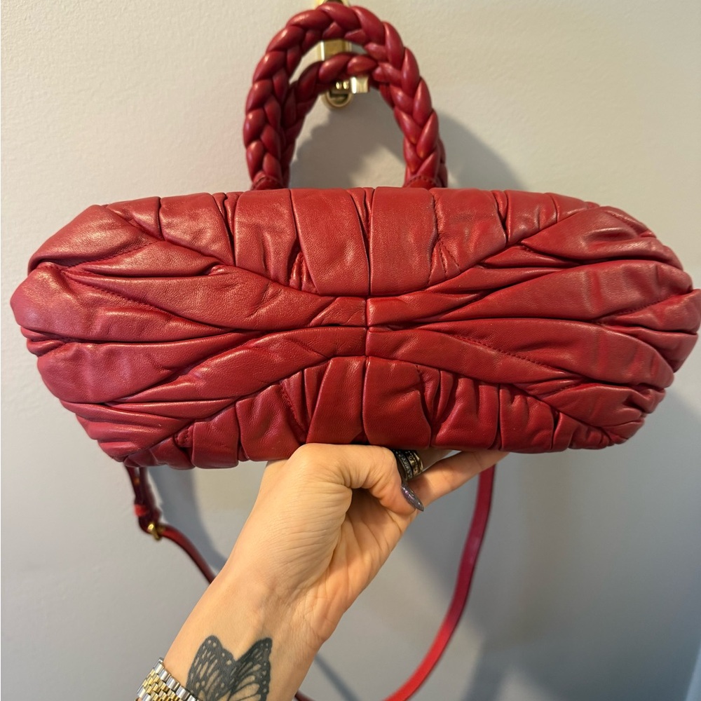 MIU MIU Matelassé Vitello Lux Red 2WAY Handbag Shoulder bag - Picture 6 of 7
